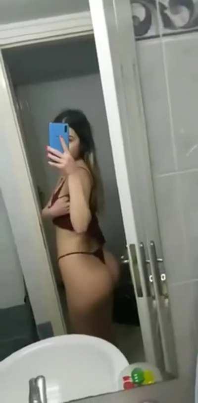 Ass Big Ass Lingerie Mirror Selfie Solo Teasing Teen Thong Porn GIF by 👻princessq2231