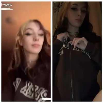 Tik tok teen showing off her tits after posting