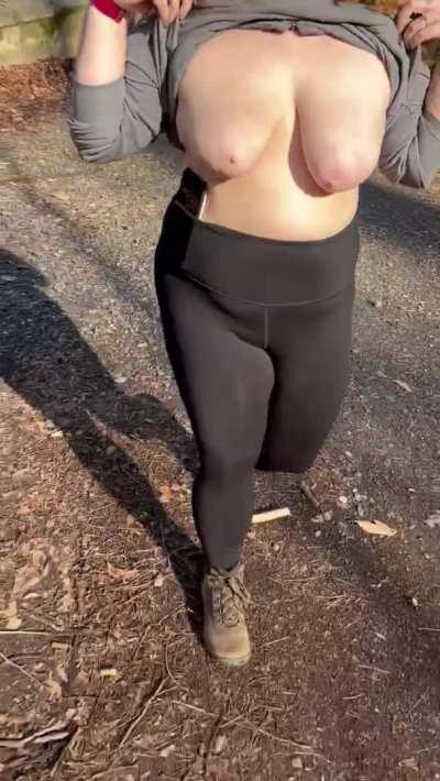 Bouncing boobs during my nature walk What more could you ask for